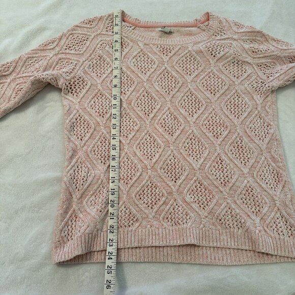 Sonoma Life + Style Chunky Cable Knit Sweater Women’s Size Medium Pink White - Picture 7 of 9
